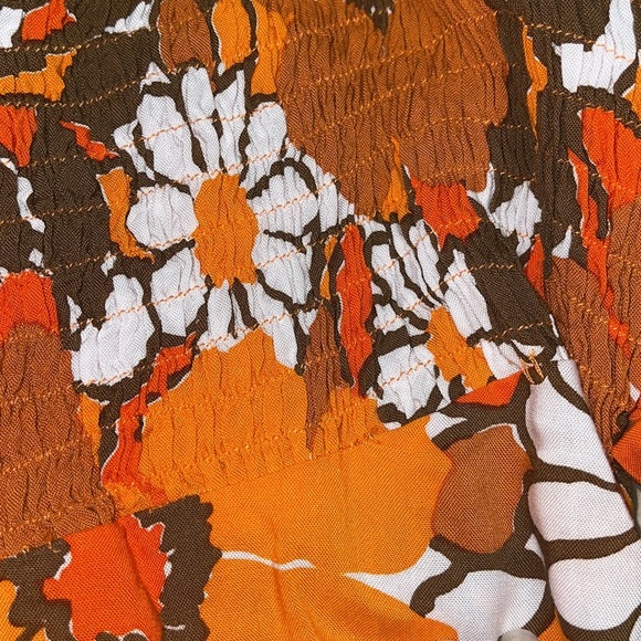 Faithfull The Brand Martine Mini Dress in Orange Isola Floral Boho Retro Size 6 - Picture 15 of 15